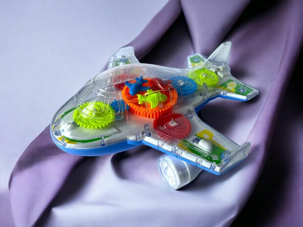 Airplane toy Cool transparent blue and Orange  electric 20cm.