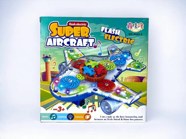 Airplane toy Cool transparent blue and Orange  electric 20cm.