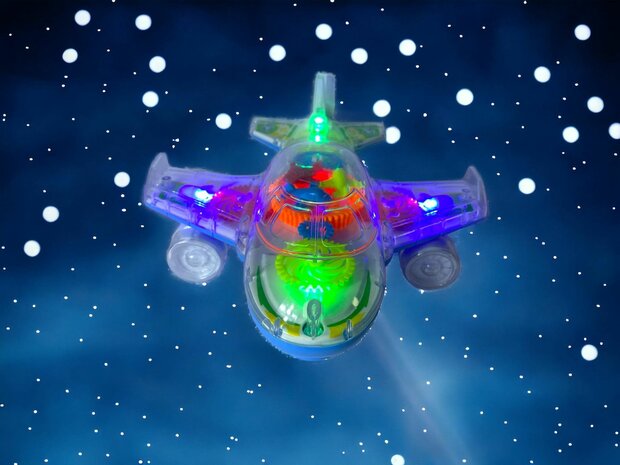 Airplane toy Cool transparent blue and Orange  electric 20cm.