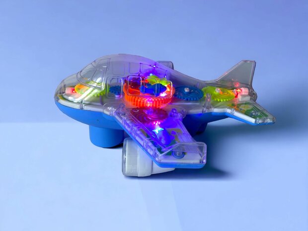 Airplane toy Cool transparent blue and Orange  electric 20cm.