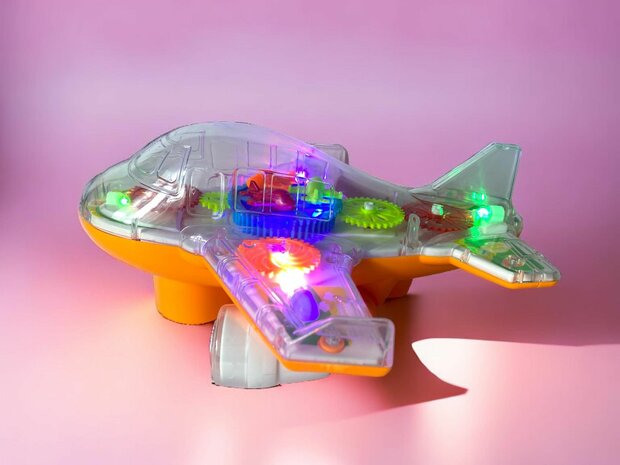 Airplane toy Cool transparent blue and Orange  electric 20cm.