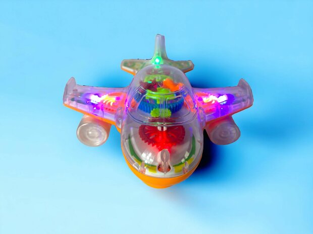 Vliegtuigspeelgoed Cool doorzichtig blauw en Oranje &nbsp;elektrisch 20cm.