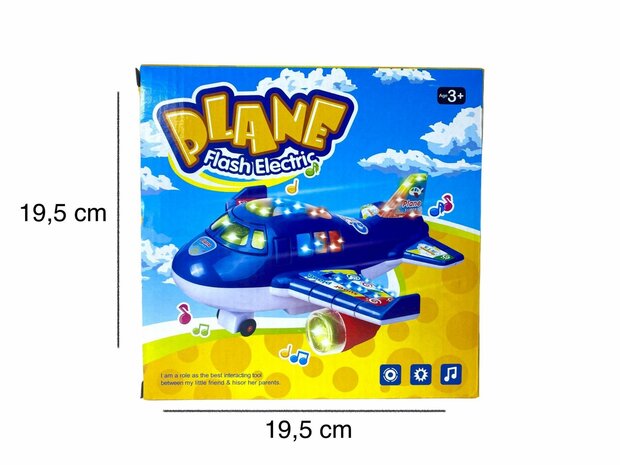 Avion lumi&egrave;res musique simulation jouet pour enfants bleu et orange 20 cm.