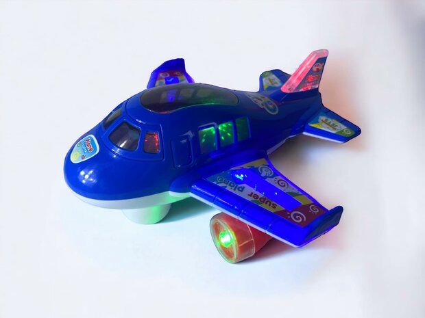 Flugzeuglichter, Musiksimulation, Kinderspielzeug, Blau und Orange, 20 cm.