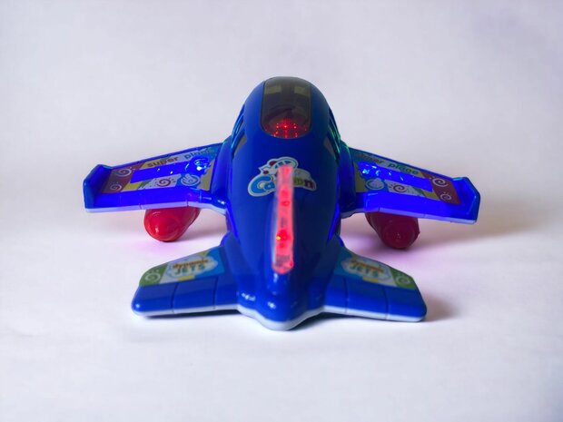 Airplane Lights Music Simulation Children&#039;s Toy Blue and Orange 20cm.