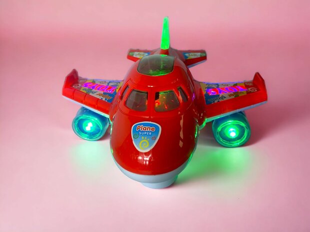 Avion lumi&egrave;res musique simulation jouet pour enfants bleu et orange 20 cm.