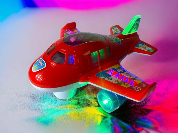 Avion lumi&egrave;res musique simulation jouet pour enfants bleu et orange 20 cm.