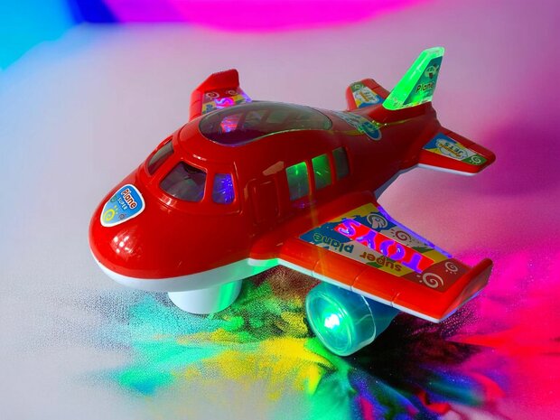 Airplane Lights Music Simulation Children&#039;s Toy Blue and Orange 20cm.