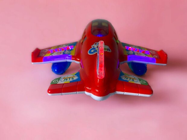 Avion lumi&egrave;res musique simulation jouet pour enfants bleu et orange 20 cm.