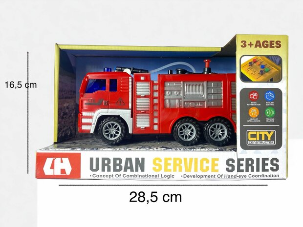 Brandweerauto met Waterpomp - CITY SERVICE BRANDWEERAUTO (21CM)