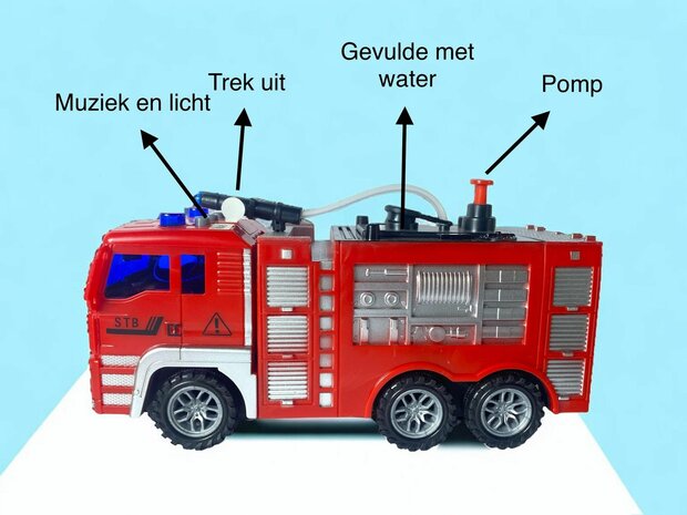 Brandweerauto met Waterpomp - CITY SERVICE BRANDWEERAUTO (21CM)