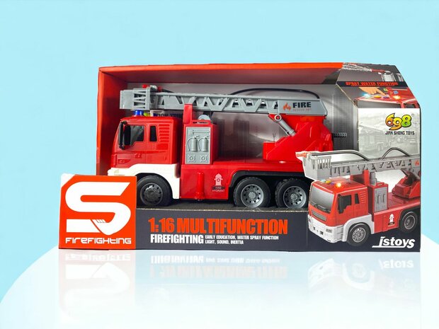 Speelgoed brandweerwagen/ladderwagen voor kinderen 25 cm.