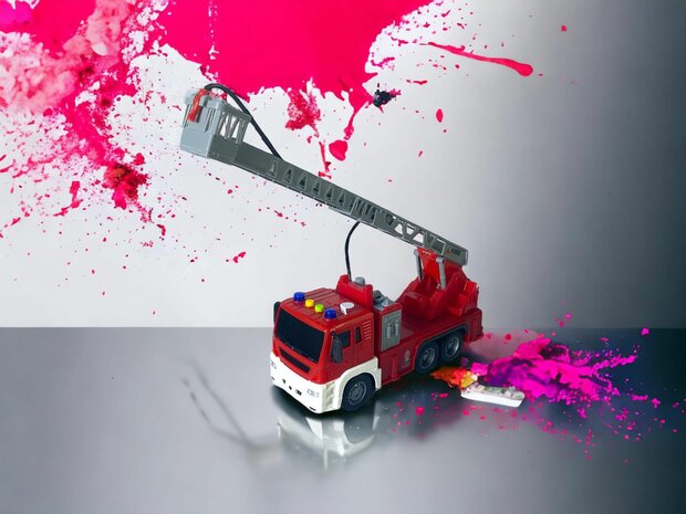 Jouet camion de pompiers/camion &eacute;chelle pour enfants 25 cm.