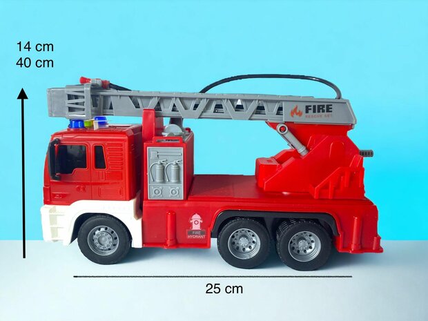 Speelgoed brandweerwagen/ladderwagen voor kinderen 25 cm.