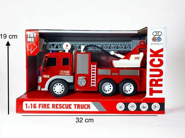 Jouet camion de pompiers/camion &eacute;chelle pour enfants 32 cm.