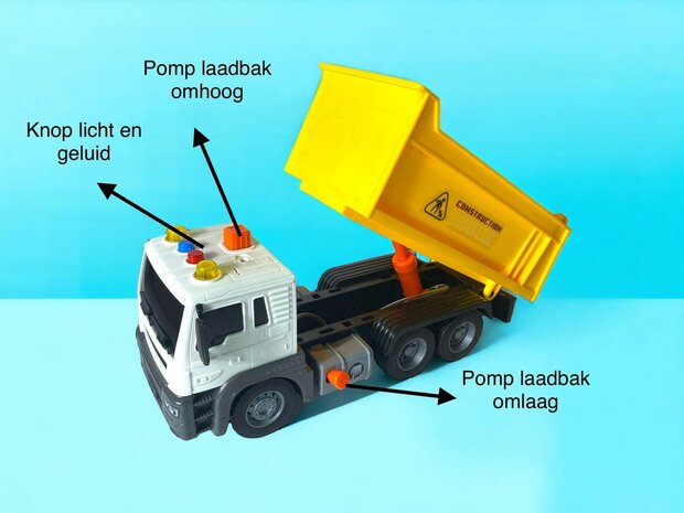Work vehicle toy with loading platform - tipping body - with light and sound 25CM