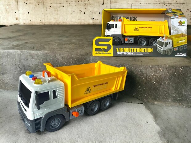 Work vehicle toy with loading platform - tipping body - with light and sound 25CM