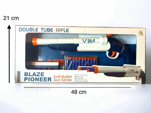 Schrotflinten-Spielzeug mit weichen Gummigeschossen - Schrotflinten-Spielzeug mit weichen Gummigeschossen 42 cm