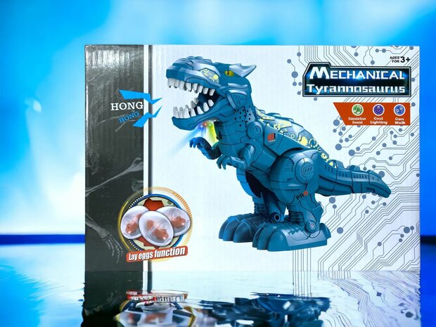 Mechanical Electric Dinosaur Toy Egg Laying Roaring Sounds Tyrannosaurus for Kids.