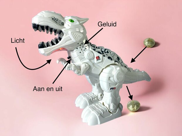 Mechanisch elektrisch dinosaurusspeelgoed Eierleggende brullende geluiden Tyrannosaurus voor kinderen.