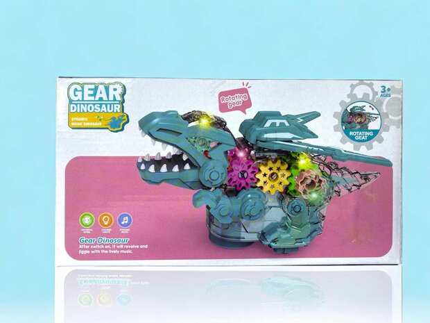 Dinosaur toy Electrically transparent Colored gears with music and lighting 22.5cm.