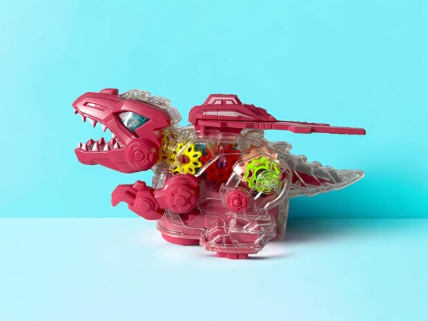 Jouet dinosaure &Eacute;lectriquement transparent Engrenages color&eacute;s avec musique et &eacute;clairage 22,5 cm.