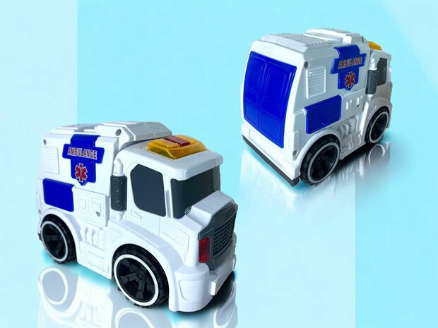 V&Eacute;HICULE JOUET AMBULANCE 19,5CM AVEC SON ET LUMI&Egrave;RES DE SIR&Egrave;NE