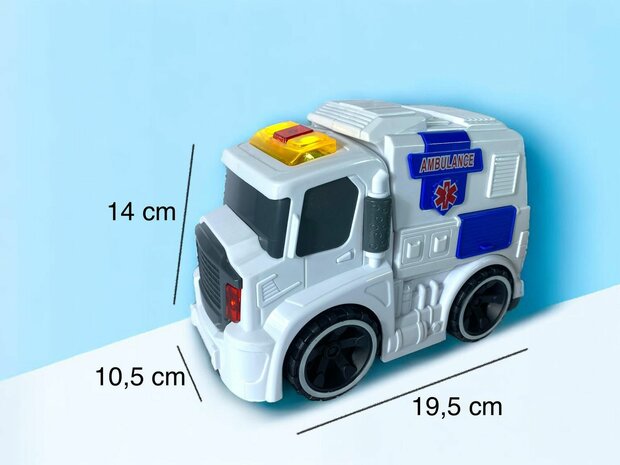 AMBULANCE SPEELGOED VOERTUIG 19.5CM  MET SIRENE-GELUID EN LICHTJES