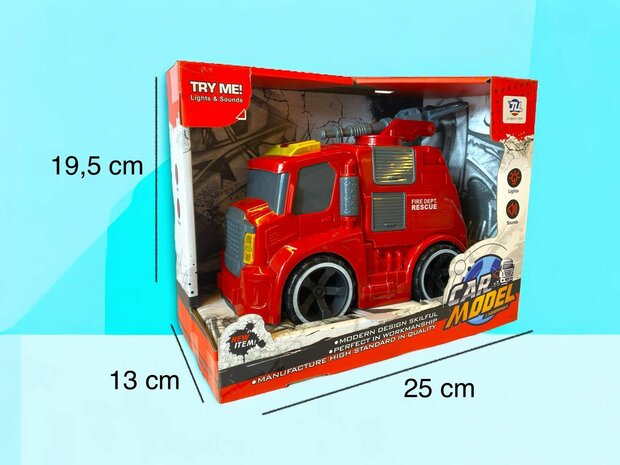  Speelgoed brandweerauto - CAR MODEL - 22 CM  MET SIRENE-GELUID EN LICHTJES