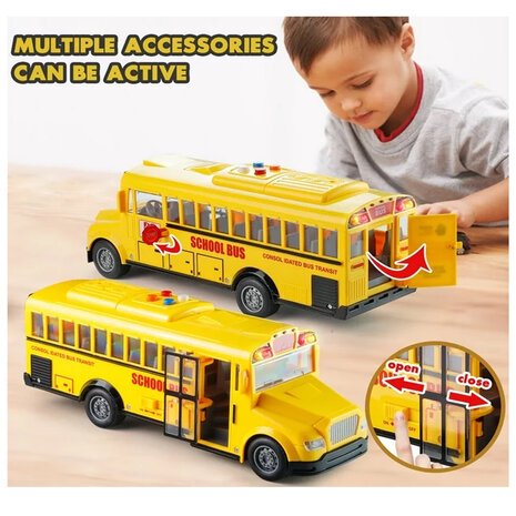 School bus with light and sound 27.5 cm yellow 1:16