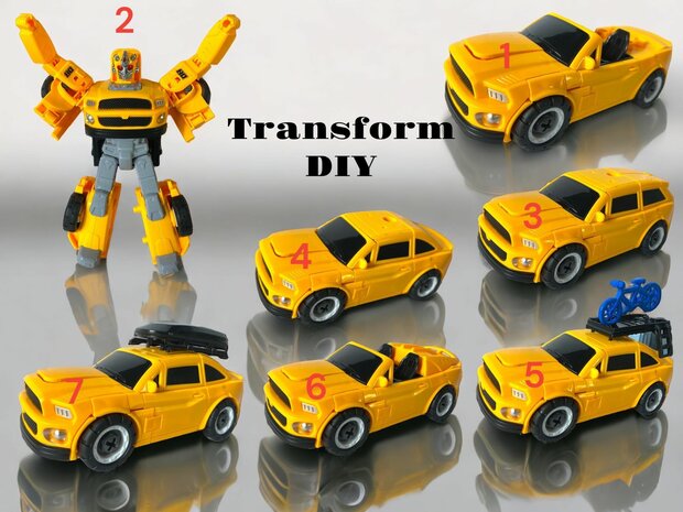 TRANSFORM DIY OPTIMUS PRIME TOYS, TRANSFORM 7 CHARAKTERE, AUTOSPIELZEUG 2 IN 1D 17 cm.