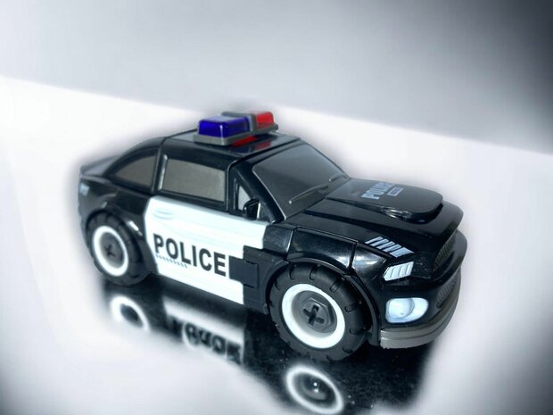 TRANSFORM DIY MECHA POLICE CAR TOY, TRANSFORM 8 CHARACTERS, CAR TOY 2 IN 1D 17cm.