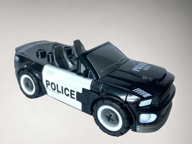 TRANSFORM DIY MECHA POLICE CAR TOY, TRANSFORM 8 CHARACTERS, CAR TOY 2 IN 1D 17cm.