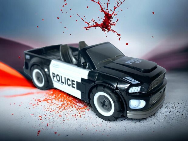 TRANSFORM DIY MECHA POLICE CAR TOY, TRANSFORM 8 CHARACTERS, CAR TOY 2 IN 1D 17cm.