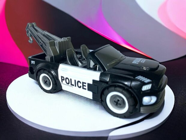 TRANSFORM DIY MECHA POLICE CAR TOY, TRANSFORM 8 CHARACTERS, CAR TOY 2 IN 1D 17cm.