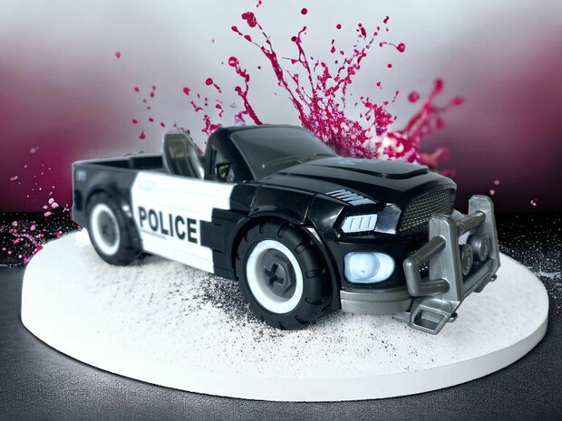 TRANSFORM DIY MECHA POLICE CAR TOY, TRANSFORM 8 CHARACTERS, CAR TOY 2 IN 1D 17cm.