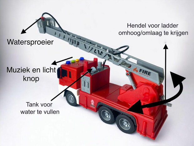 Speelgoed brandweerwagen/ladderwagen voor kinderen 25 cm.