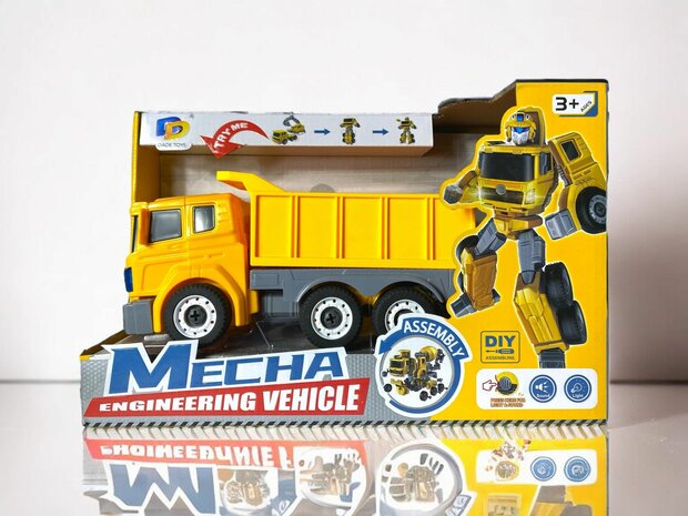 CAR TRANSFORM TOY DIY LOADING BOX-TIPPING BOX ROBOT WITH LIGHT AND SOUND 26CM