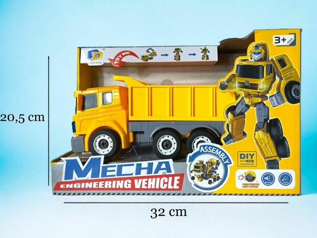 CAR TRANSFORM TOY DIY LOADING BOX-TIPPING BOX ROBOT WITH LIGHT AND SOUND 26CM