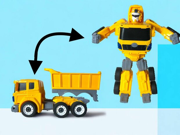 CAR TRANSFORM TOY DIY LOADING BOX-TIPPING BOX ROBOT WITH LIGHT AND SOUND 26CM