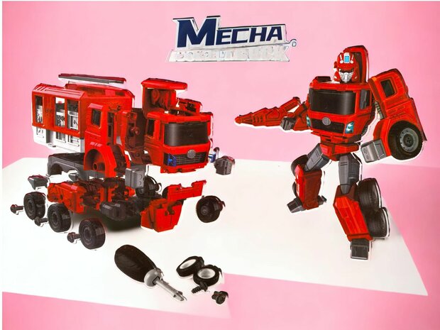 TRANSFORM TOY DIY FIRE TRUCK ROBOT WITH LIGHT AND SOUND 26CM