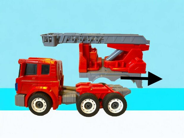 TRANSFORM TOY DIY FIRE TRUCK ROBOT WITH LIGHT AND SOUND 26CM