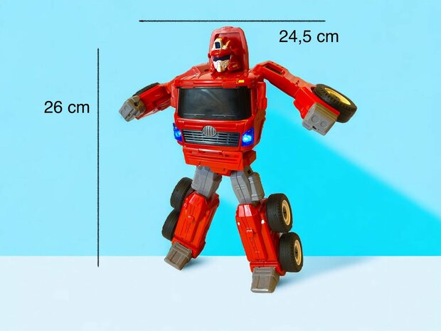 TRANSFORM TOY DIY FIRE TRUCK ROBOT WITH LIGHT AND SOUND 26CM