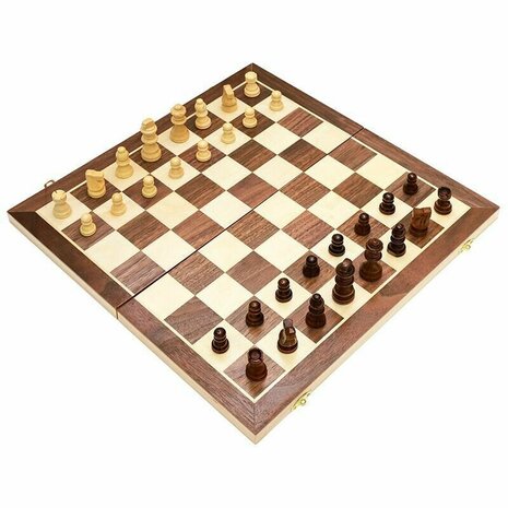 Schaakbord - Wood Chess set - 39x39 CM - Houten schaakset - Opklapbaar - schaakspel