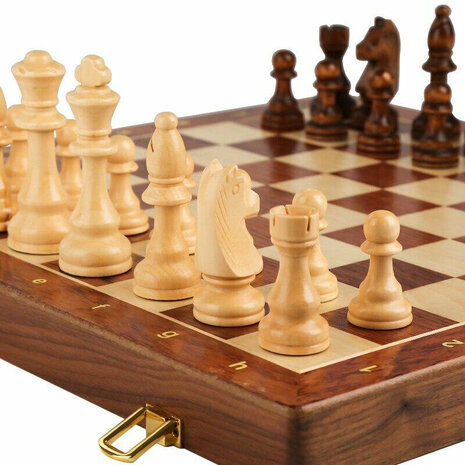 Schaakbord - Wood Chess set - 39x39 CM - Houten schaakset - Opklapbaar - schaakspel