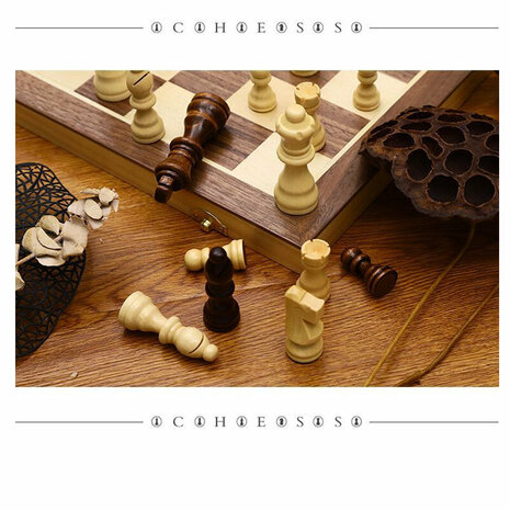 &Eacute;chiquier - Jeu d&#039;&eacute;checs en bois - 39x39 CM - Jeu d&#039;&eacute;checs en bois - Pliable - jeu d&#039;&eacute;checs