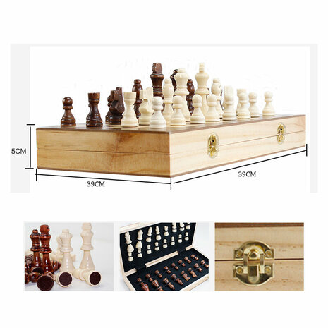 &Eacute;chiquier - Jeu d&#039;&eacute;checs en bois - 39x39 CM - Jeu d&#039;&eacute;checs en bois - Pliable - jeu d&#039;&eacute;checs