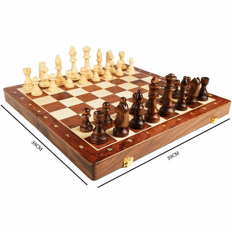 &Eacute;chiquier - Jeu d&#039;&eacute;checs en bois - 39x39 CM - Jeu d&#039;&eacute;checs en bois - Pliable - jeu d&#039;&eacute;checs