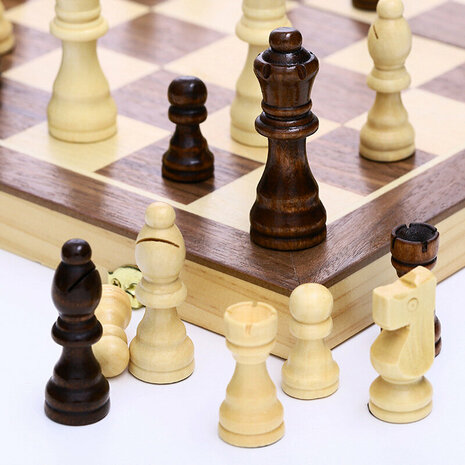 Schaakbord - Wood Chess set - 39x39 CM - Houten schaakset - Opklapbaar - schaakspel