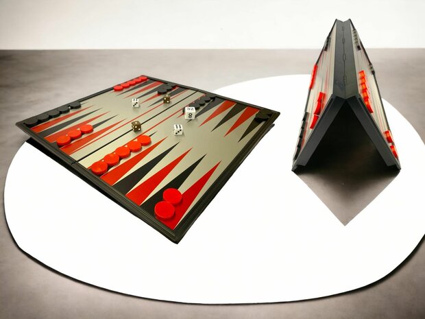 Backgammon &ndash; Magnetisch Opklapbaar 32 x 32 cm